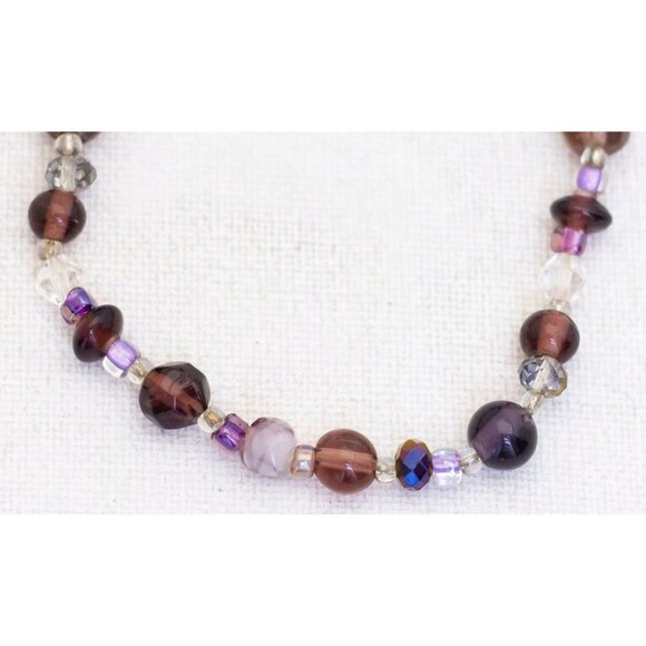 Vintage Amethyst Crystal Beaded Bracelet 7 Inch - AB1 - Picture 2 of 3